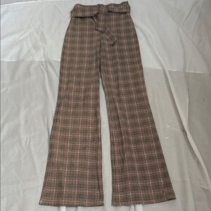 Windsor Brown and Pink Plaid Flare Pants